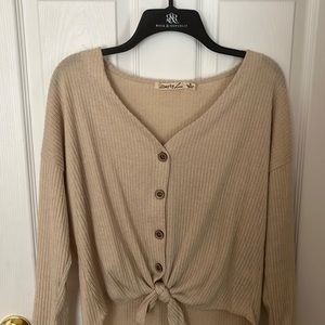 cream button sweater top